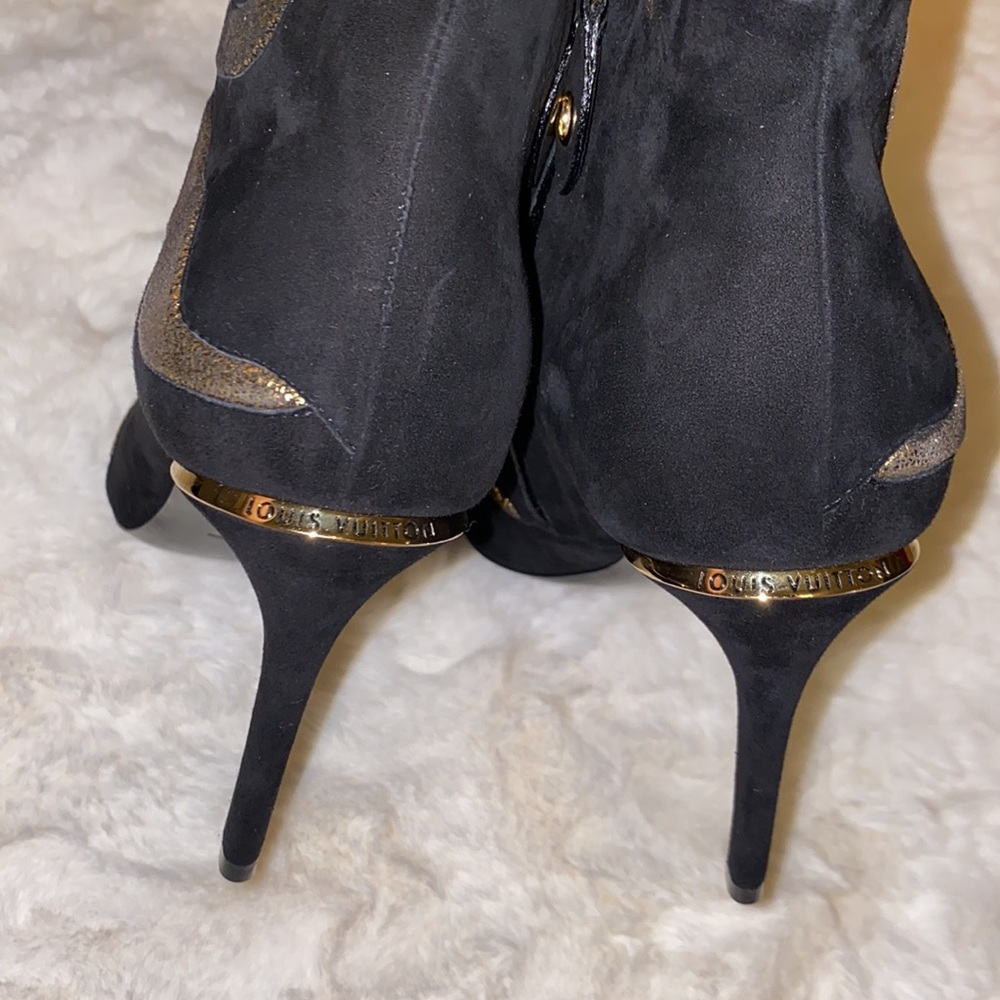 LOUIS VUITTON Gold Flame Peep Toe Booties - Picture 13 of 17
